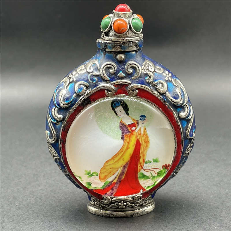 古玩纯铜内画鼻烟壶客厅古玉礼品摆件仿古老物件烟具鼻烟壶手把件