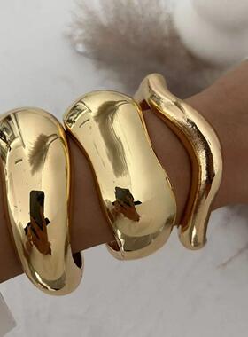 DIEZI Vintage Wide Cuff Bangles Hip Hop Punk Gold Silver