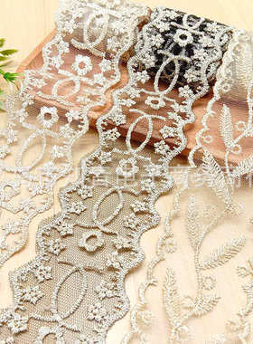 现货网 服装辅料 时尚花边蕾丝蝴蝶结头饰布花边白色刺绣精致