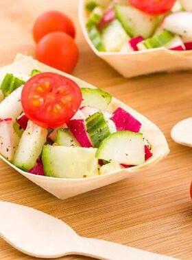 50pcs Disposable Wooden Paper Serving Plates - Disposable