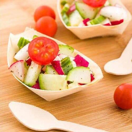 50pcs Disposable Wooden Paper Serving Plates - Disposable