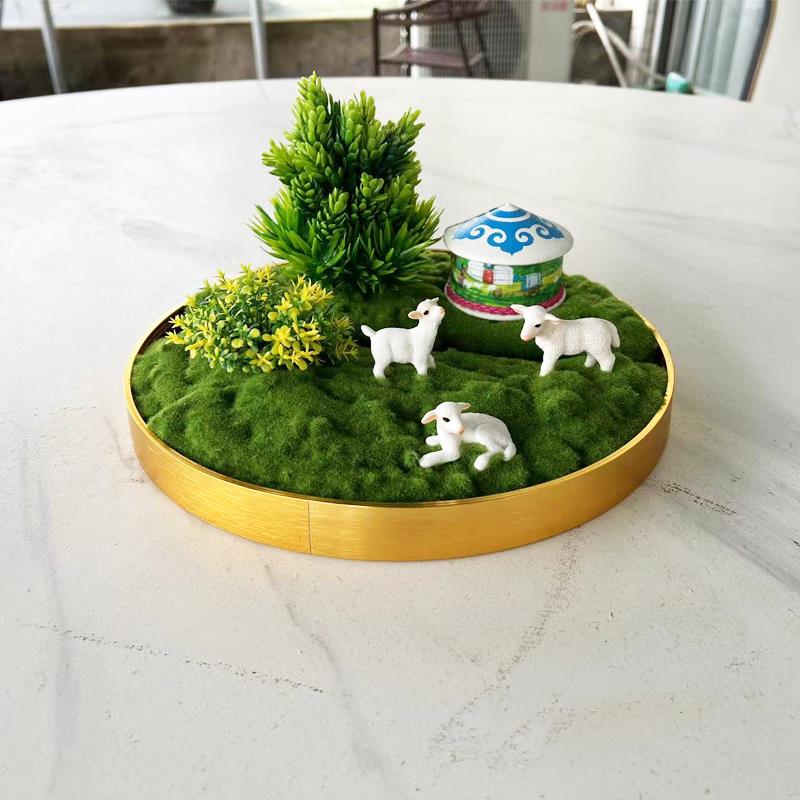 高档面餐桌中店摆件酒店包房桌花沙盘盆景酒大圆桌转景盘微景观观