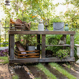 大型户外花架盆栽置物架防腐木阳台露台花园庭院多层落地花盆架子