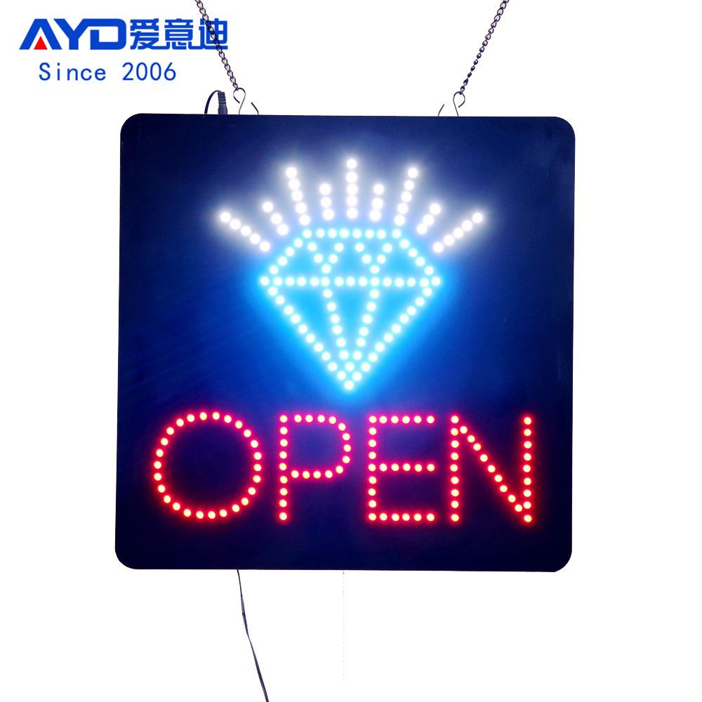LED广告牌店铺招牌灯牌指示牌LEDDiamondsOpenSign40x40cm