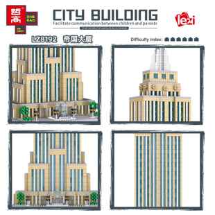 LZ8筑192帝国大厦建型微钻颗模粒童积木804玩具成人儿高难度拼装
