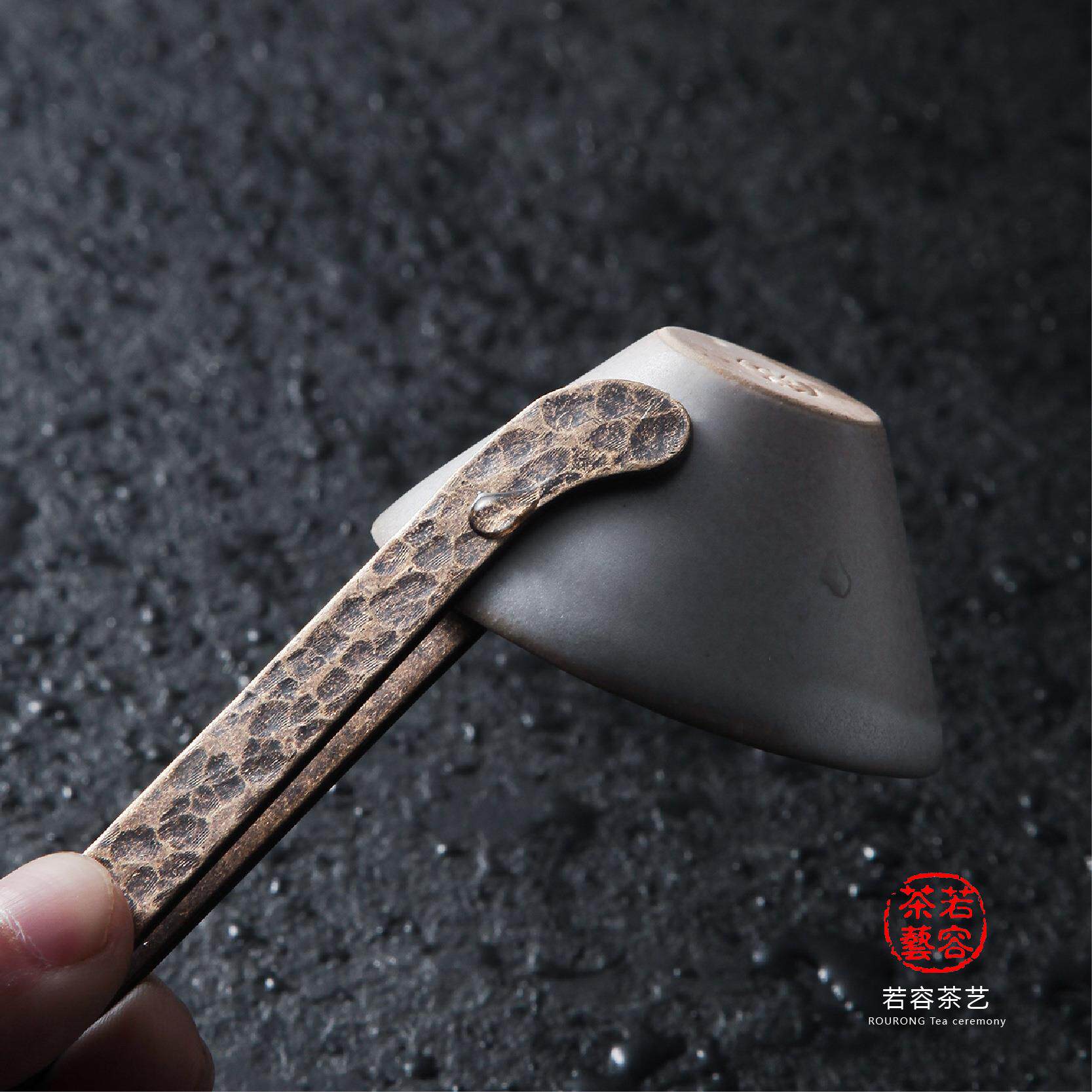 手工打造茶杯夹子镊子黄铜洗功夫茶杯夹茶具配件黄铜六君子茶镊