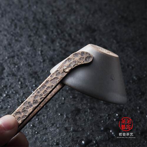 手工打造茶杯子子黄铜洗功夫m-003茶杯镊夹茶具君配件夹黄铜六子