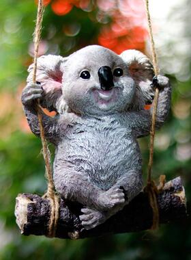 创意动物可爱小猫秋千挂件幼儿园庭院花园阳台装饰品摆件生日礼物