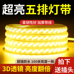 led灯带工程室外客厅家用吊顶220v防水超亮户外暖光氛围软灯条