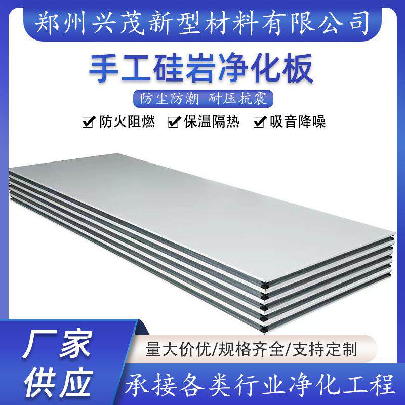 岩棉净化板无尘车间保温板防火板洁净板食品厂吊顶隔墙用耐高温