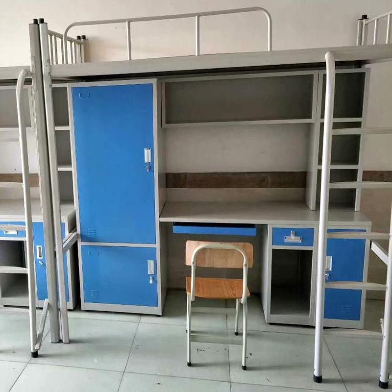 厂家供应公寓组合柜式钢制铁床铁柜多功能学生宿舍上下床书桌组合