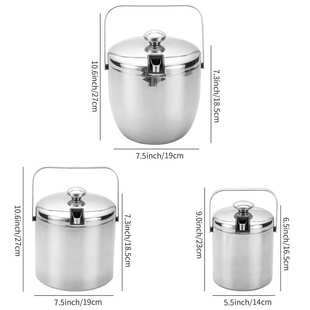 直供不锈钢冰粒桶 双层大容量带盖冰夹香槟酒吧金属冰桶