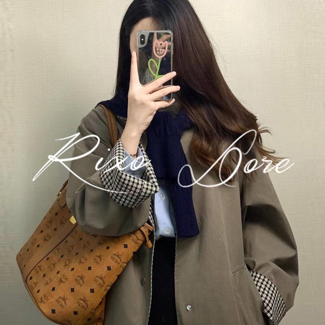 RIXO DORE法式灰绿色风衣外套女新款休闲风宽松双面穿中长款夹克
