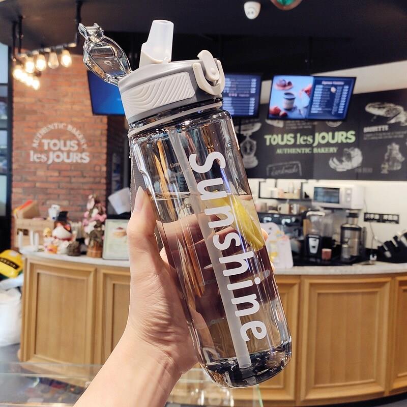韩版简约大容量塑料吸管杯大人男女学生可携式运动水杯创意随手杯