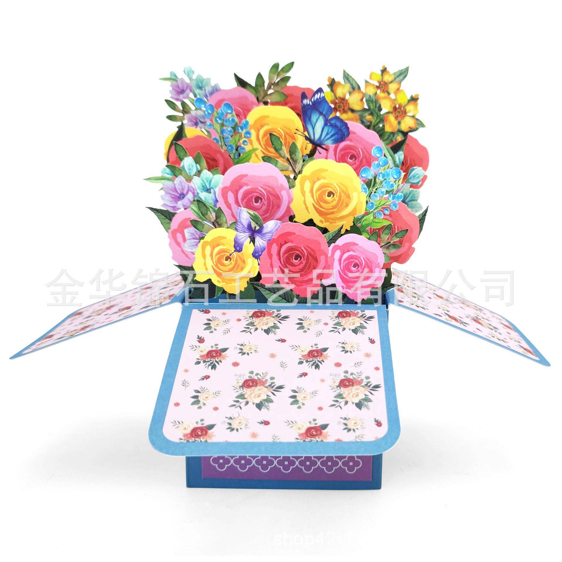 精美玫瑰花3D立体创意弹出式立体盒贺卡母亲节教师节生日节日祝福