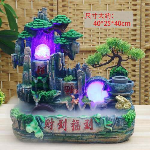 开业送礼招财摆件风水轮流水喷泉鱼池鱼缸假山水景客厅前台摆设品