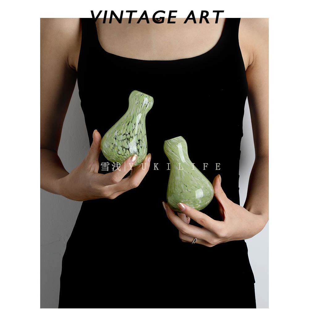 津轻硝子彩点花器 日式侘寂花瓶 中古vintage琉璃小众江户小花插