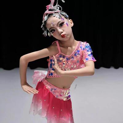 正品鱼儿欢歌演儿出服唧唧鱼儿跃幼儿肚皮群蹈舞童傣族舞台表演服