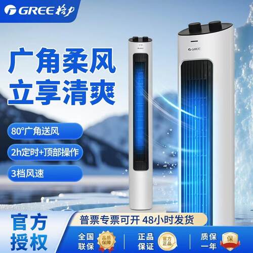 格.力塔扇3档风速广角柔风立享清爽FL-08X61g白+黑色 电风扇变频