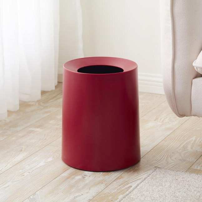 日式塑料圆形垃圾桶 双层哑光磨砂无盖 简约现代大号可提手垃圾桶