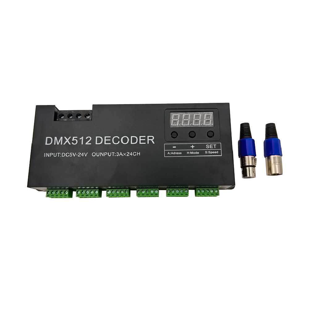 厂家新款24路DMX512解码器dmx驱动器3A 24通道解码器DC5-24V控制