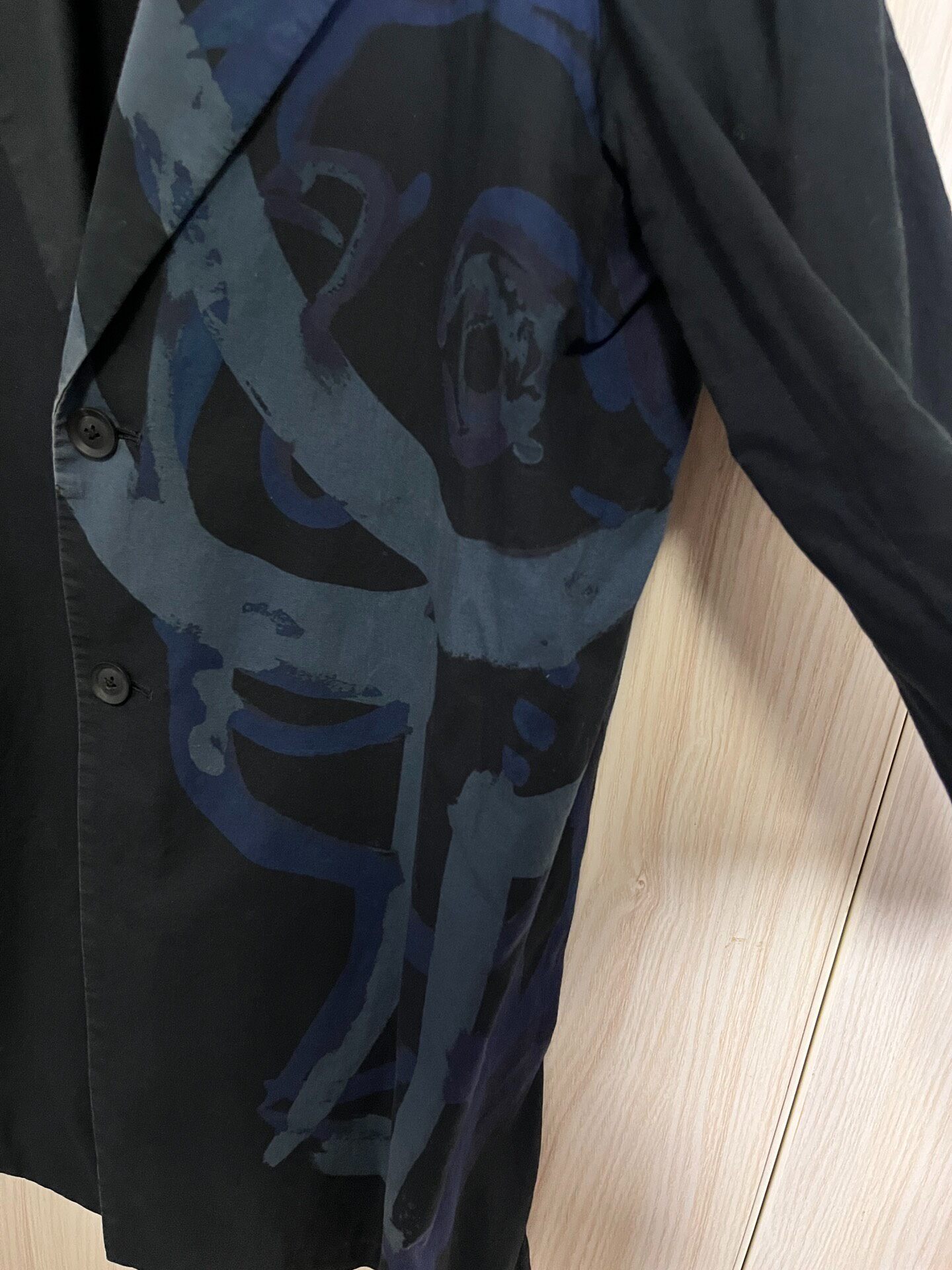 YOHJI YAMAMOTO Blue Print Black Blazer — front