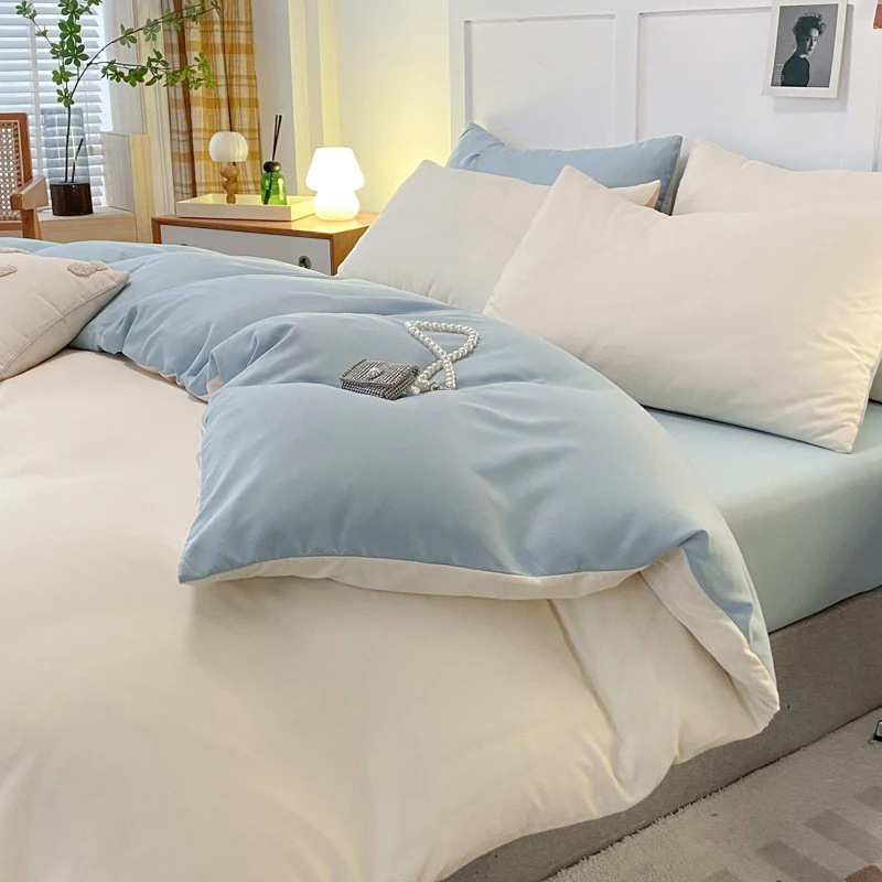 简约套四单双in床单件套棉被三件套床上用品欧风宿舍磨毛水洗人北