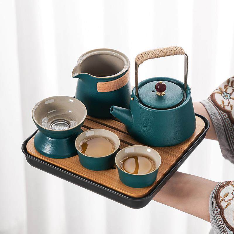 陶家用简约日式粗客功夫茶具套装陶瓷茶壶茶杯茶漏茶XYCJ752茶盘