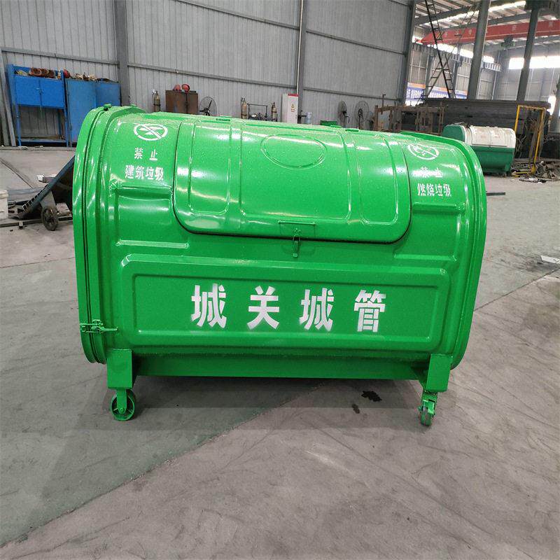 3方铁皮勾臂垃圾箱 小型4方垃圾周转箱 带轮移动式5方公共垃圾桶
