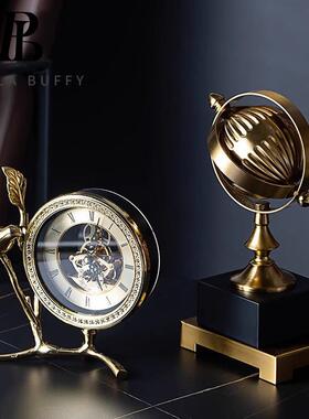 宝拉布菲轻奢摆件时钟家居钟表台式客厅电视柜办公室装饰品