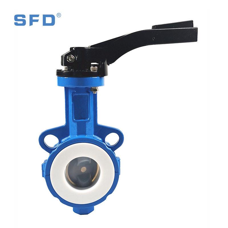 全衬衬氟蝶阀D71F4/16C-DN50手动铝合金手柄阀门四氟衬氟防腐蝶形
