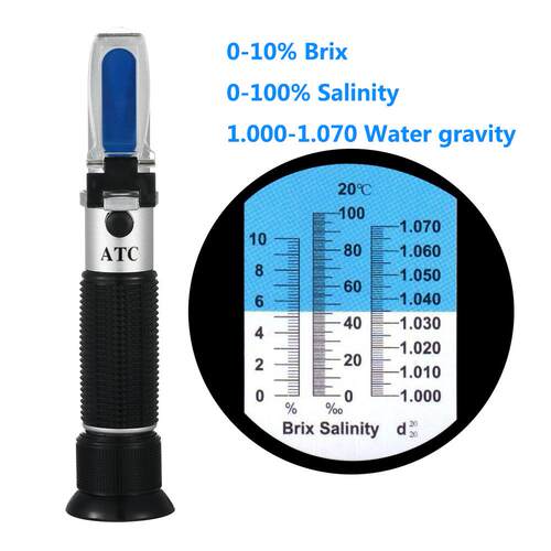 手持式折射仪0-10糖0-100盐1.000-1.070S.G比重糖度计盐度二合一