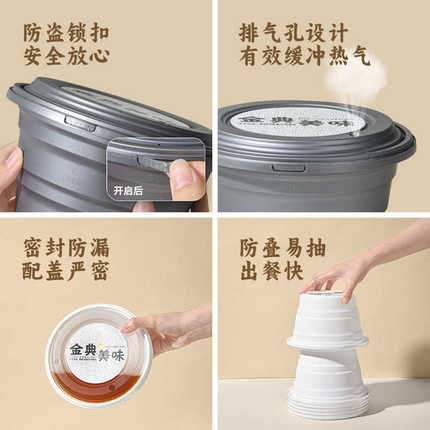 一次性餐盒 微波炉可加热防洒圆形外卖打包盒 现货可定制便当饭盒