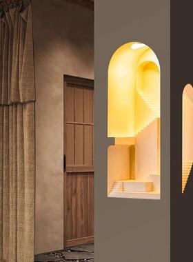 卧室走廊墙角灯感应壁龛内嵌灯拐角夜灯石膏壁灯嵌入式楼梯转角灯