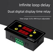 双数字显示时间继电器面板型无限周期延迟开关220V嵌入式 定时控制