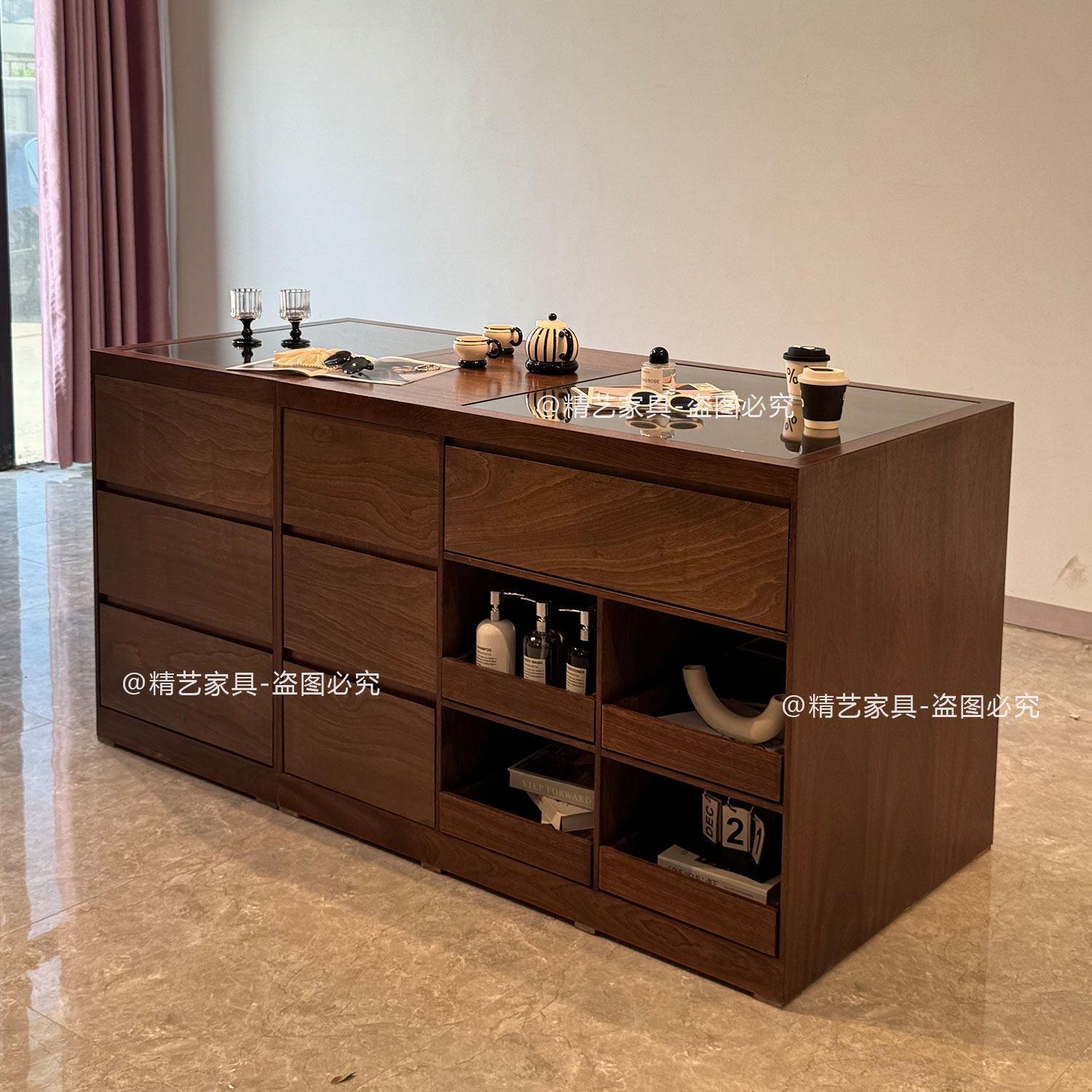 服装店中岛柜展示台复古烤漆陈列展示桌女装店边柜收纳柜定制