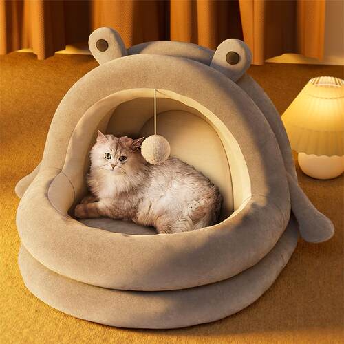 新款猫冬季保暖猫房拆子宠物半封闭式窝网红猫屋可窝洗四季通用猫