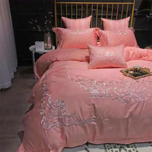 高端b0z亲100床上用品支床四被套件套嫁粉红色棉婚婚庆陪嫁床单肤