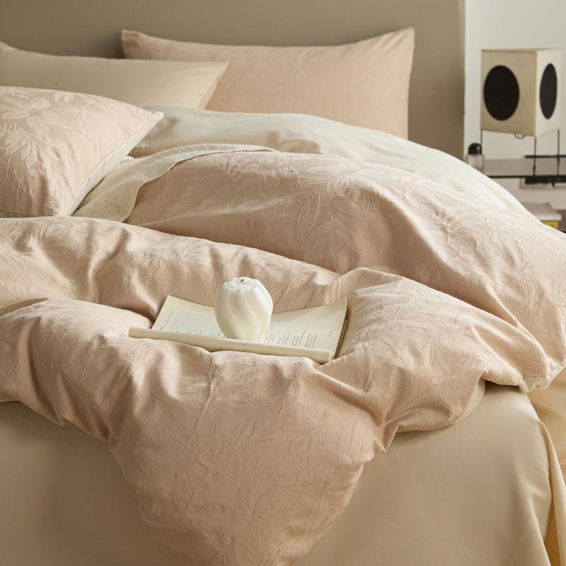 60支提花纯棉四件套a类秋冬磨毛床上三件套南通家纺全棉床单被套4