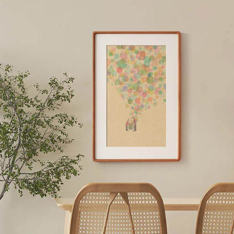 崔彤作品 气球花灯日式原木风客厅装饰挂画奶油风餐厅儿童房挂画