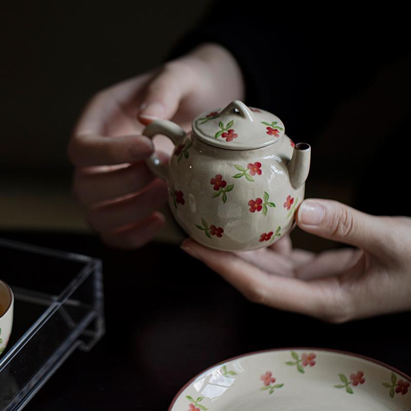 茶带室粉引粗SKMY-360陶下彩手绘茶壶家用釉日式小茶壶壶过滤手工