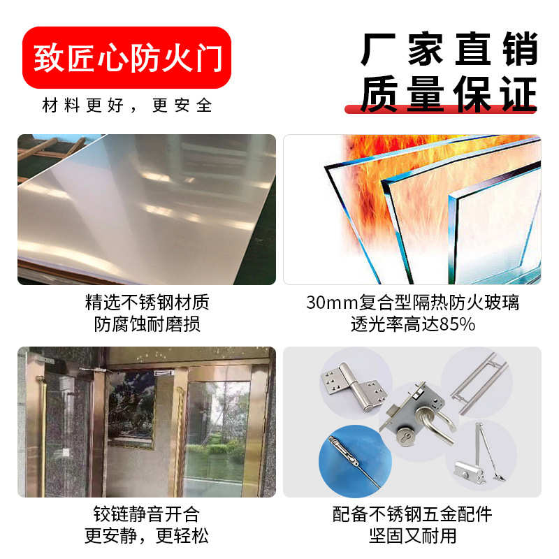 玻璃防火门厂家直销钢制消防门甲级乙级不锈钢消防安全门通道门