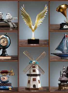 复古怀旧书柜家居柜子小摆件美式客厅酒柜装饰品办公桌书架摆设