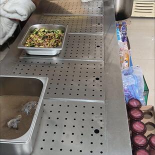 商用快餐保温售饭台蒸菜台不锈钢冲孔板篦子两用小碗菜快餐配件