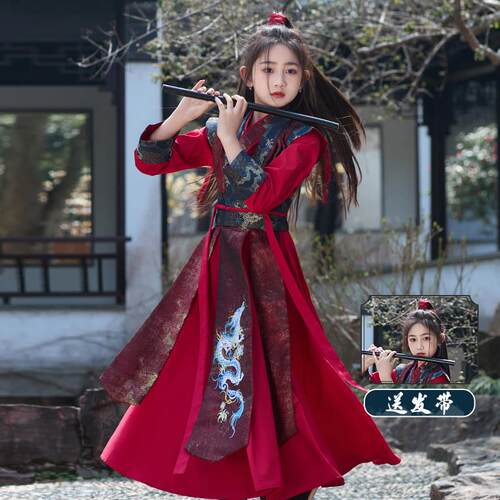 儿童花木兰服装女童古装汉服中国风霸气女孩女侠剑客演出cos武侠