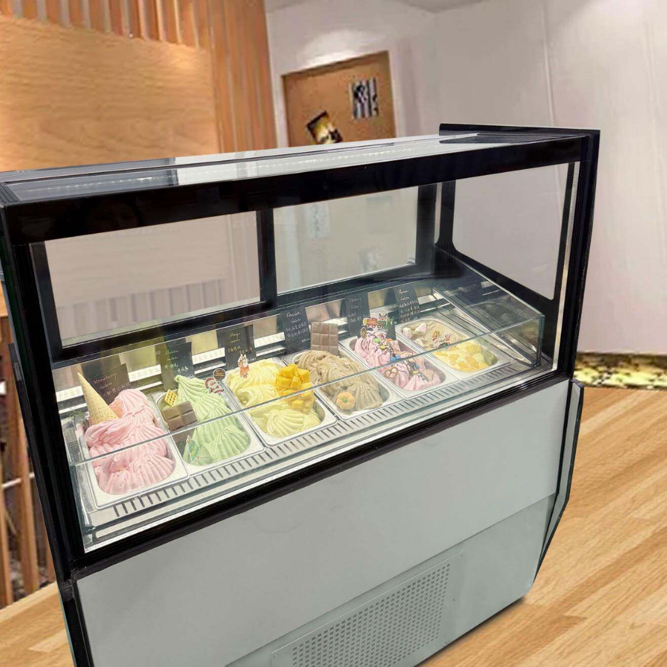 14盘透明Gelato冰淇淋展示柜商用自动除霜冰激凌展示柜冷藏保鲜柜
