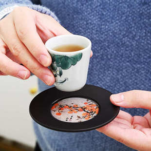 电木茶杯垫套组黑檀木茶杯家用防烫隔热垫功夫茶杯茶道茶配件批发