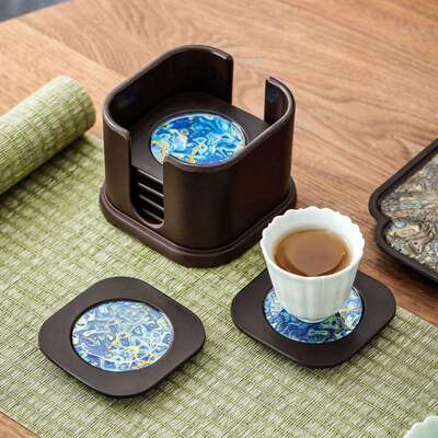 厂家电具木杯垫SXT杯托茶大漆隔高热垫子档中式家用会客茶垫茶配