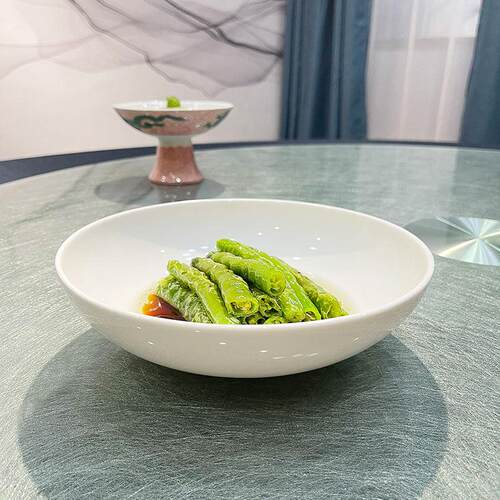 酒店中厨陶瓷纯白冷菜圆形深碗意境菜特色创意会所餐具中式饭厅盘