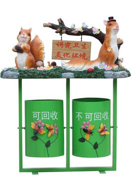 户外卡通玻璃钢垃圾桶摆件可爱园林雕塑创意景区幼儿园公园装饰品